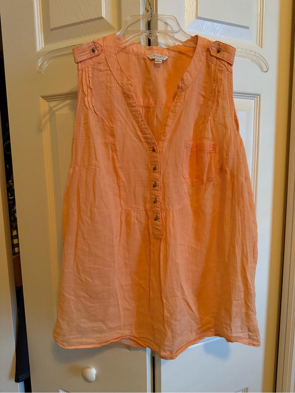 Women's Sleeveless V-Neck Button Front Camisole in light orange